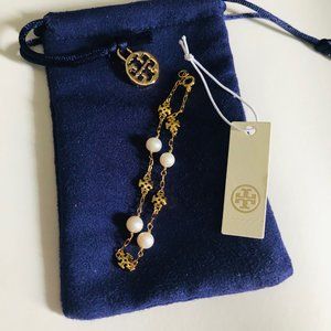 Tory Burch Kira pearl-chain bracelet GOLD
